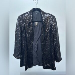 NWT-black sequin sparkle dress jacket- Christmas Holiday Festive-3 1/4 sleeve L